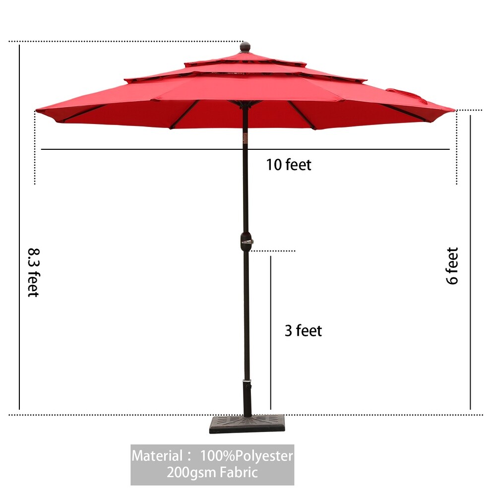 Aoodor Patio Umbrella 10 ft. for Dining Table Outdoor Market Yard Use 3 Tier Ventilation (Umbrella only)