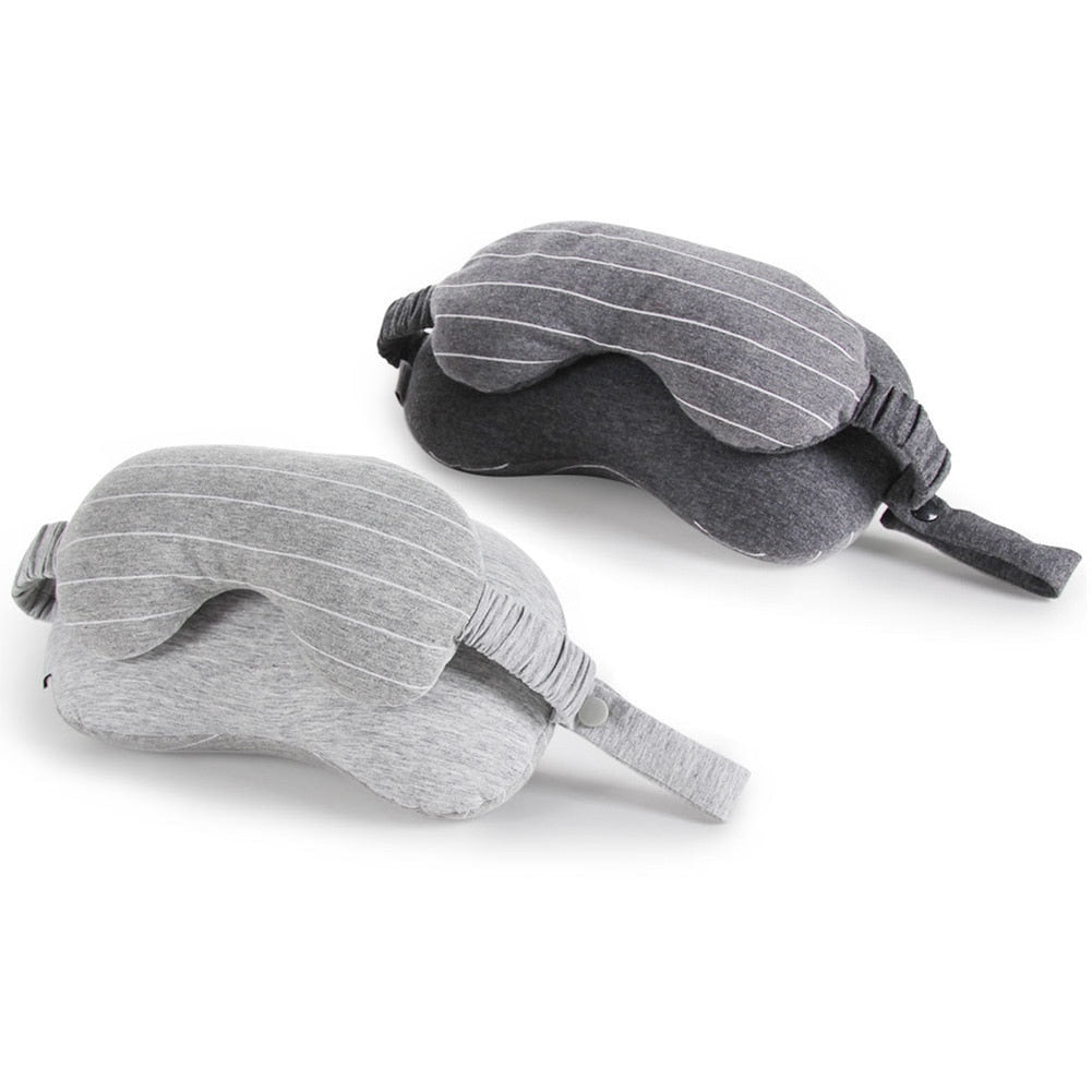 Travel Hooded U Shaped Pillow Cushion Head Rest Neck Support Eye Mask