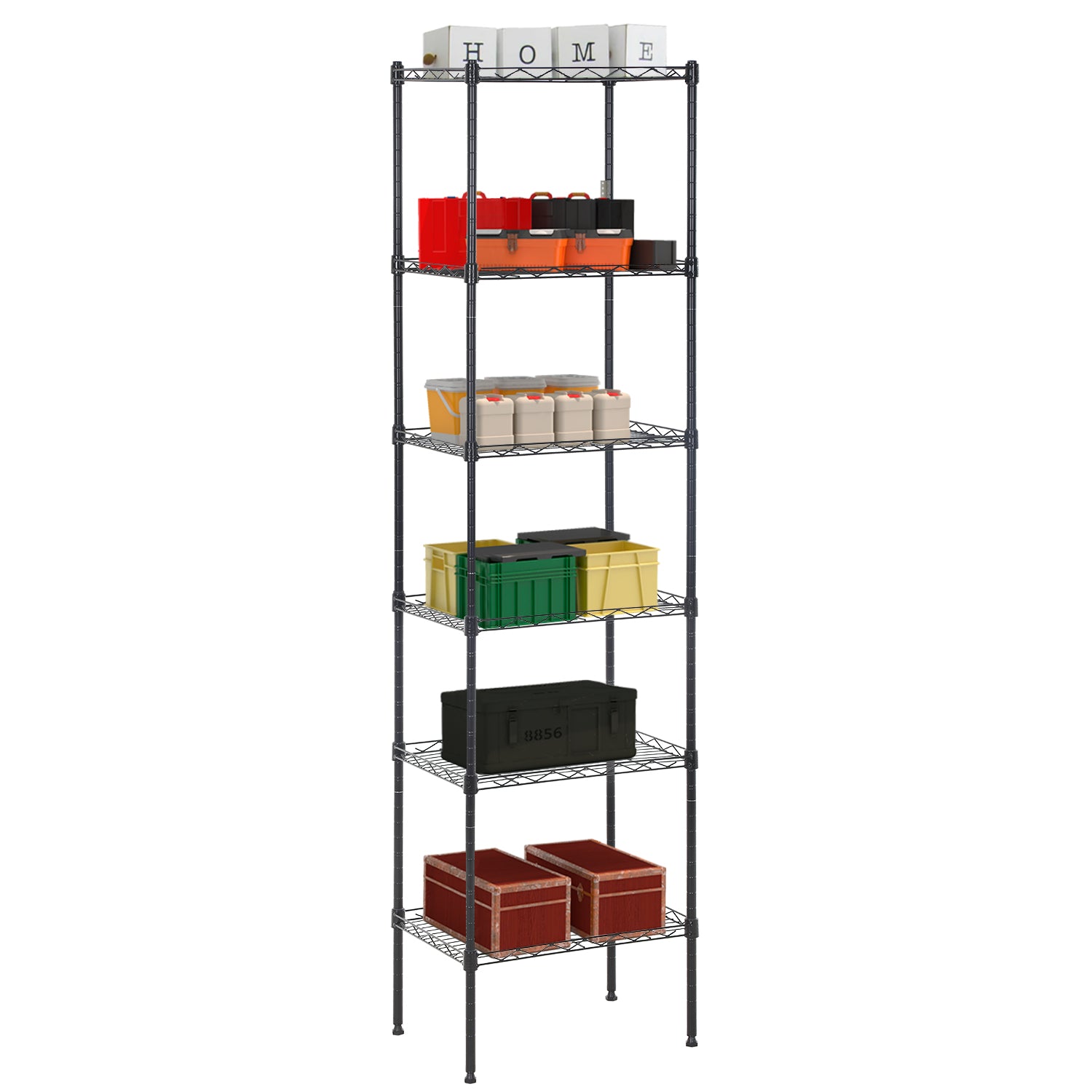 NiamVelo 6-Tier Storage Shelves Heavy Duty Metal Rack for Garage Kitchen Black