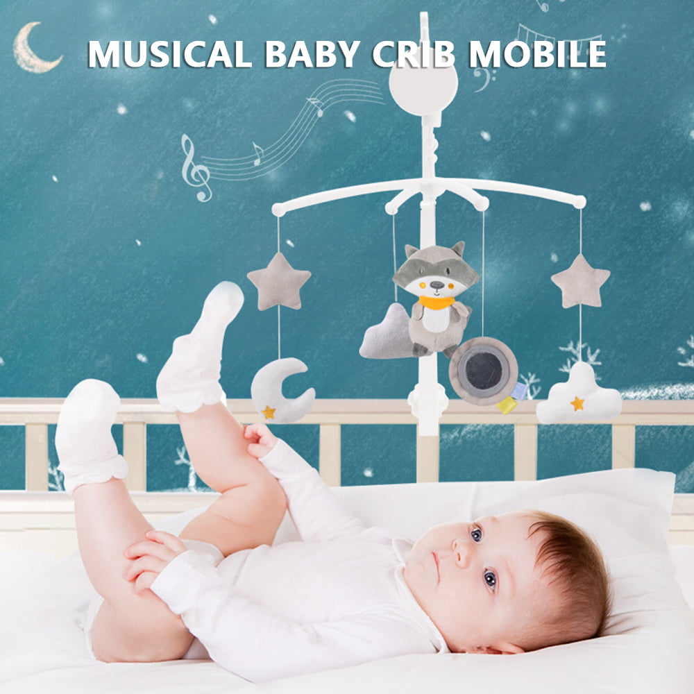 Walmeck Musical Baby Crib Mobile with Hanging Rotating Toys Infant Bed Decoration for Baby Boys Girls