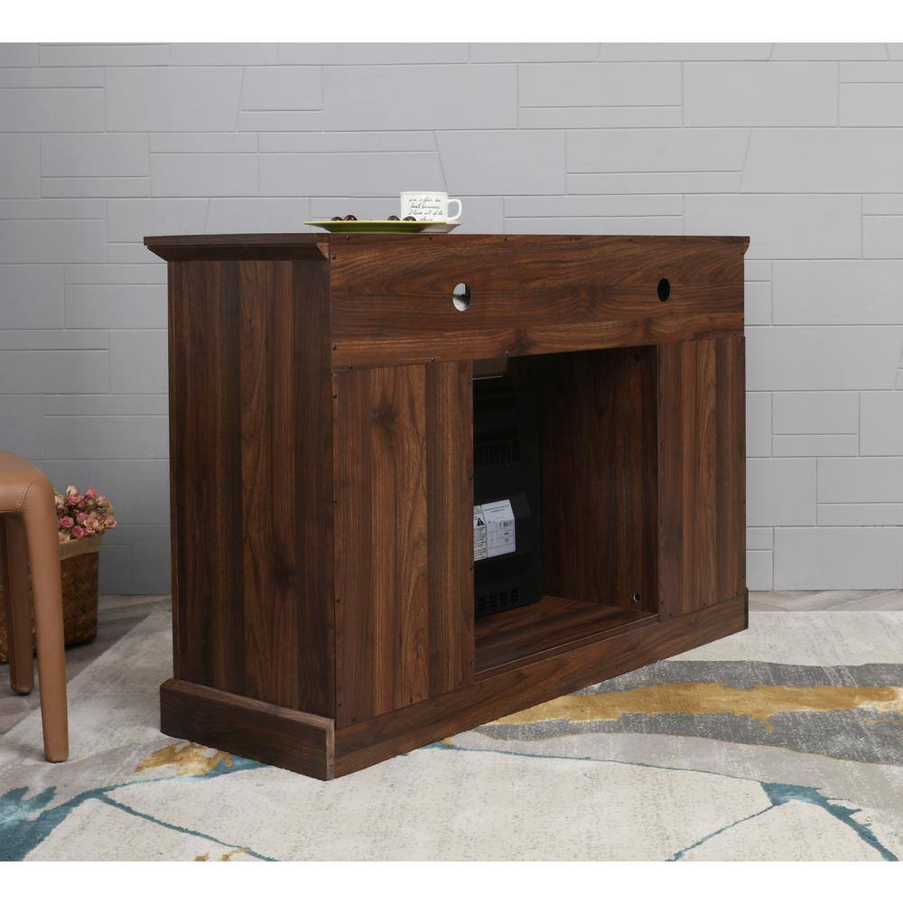 LOKATSE HOME 47 in. Freestanding Electric Fireplace TV Stand in Walnut FD19464