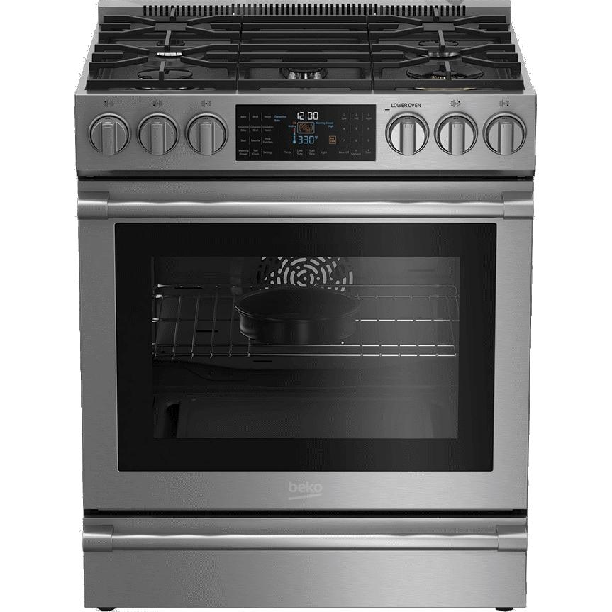 beko 30-inch Slide-in Dual-Fuel Range with True European Convection Technology SLDF30542SS