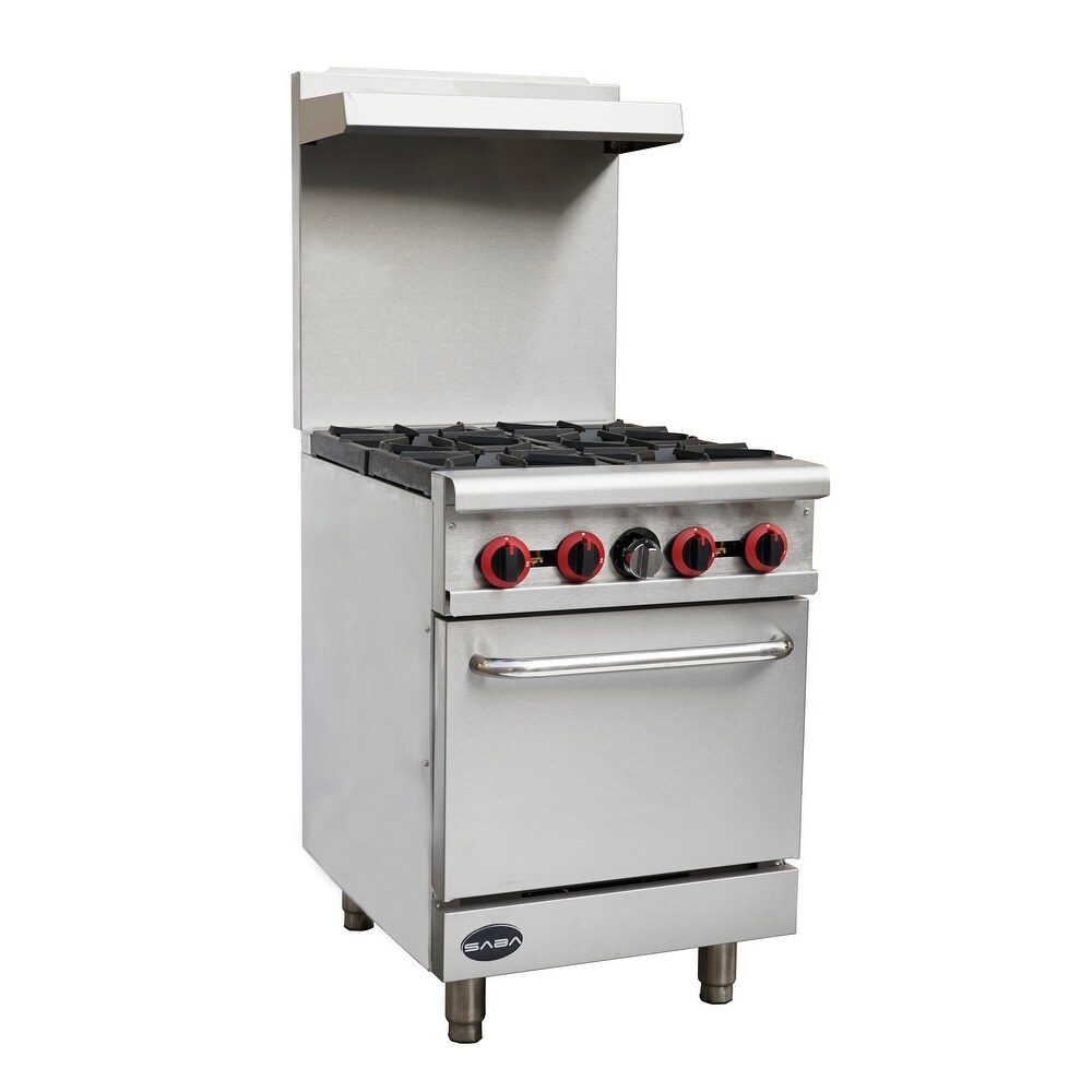 Commercial 4 Burner Gas Range with Oven in Stainless Steel