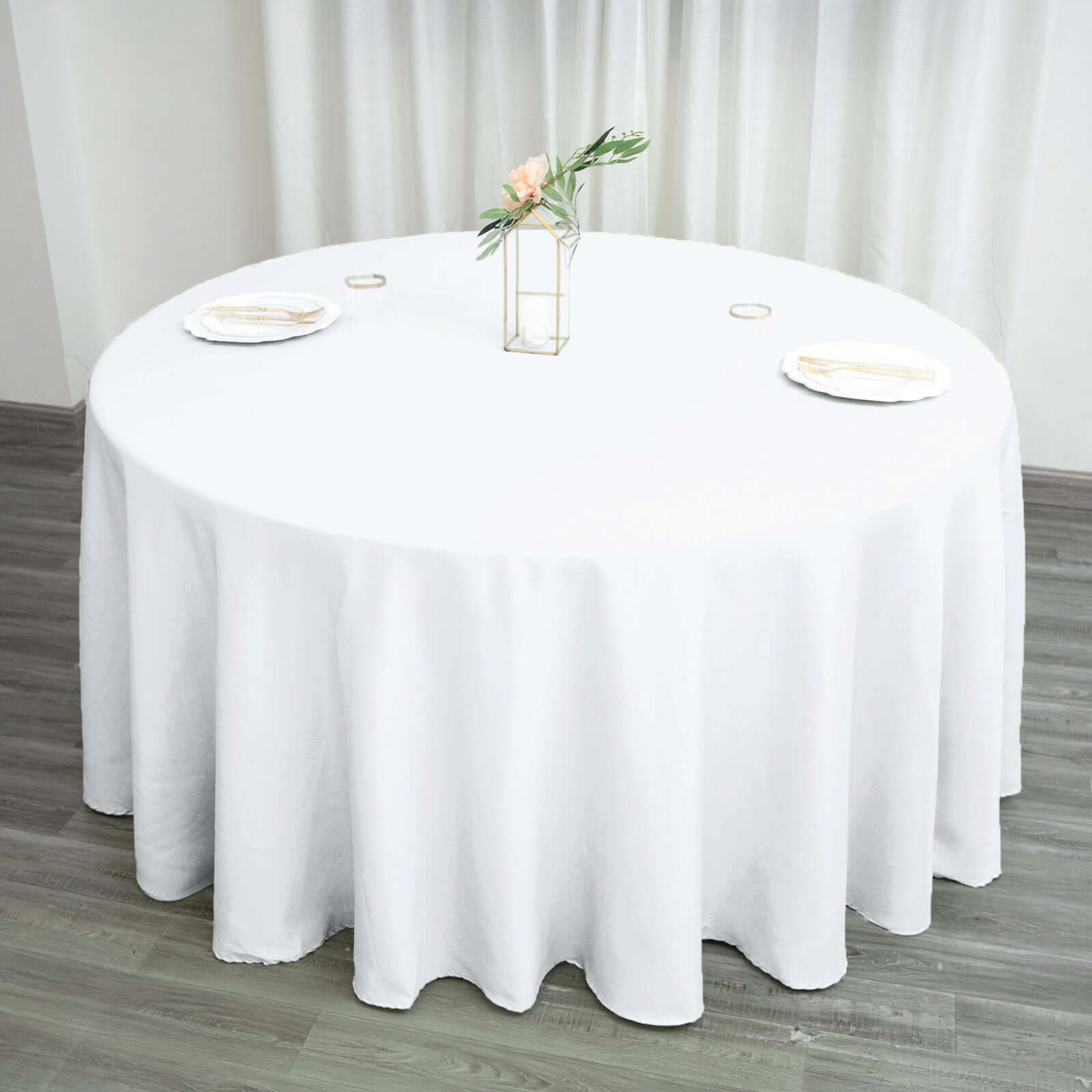 White Seamless Polyester Round Tablecloth 120