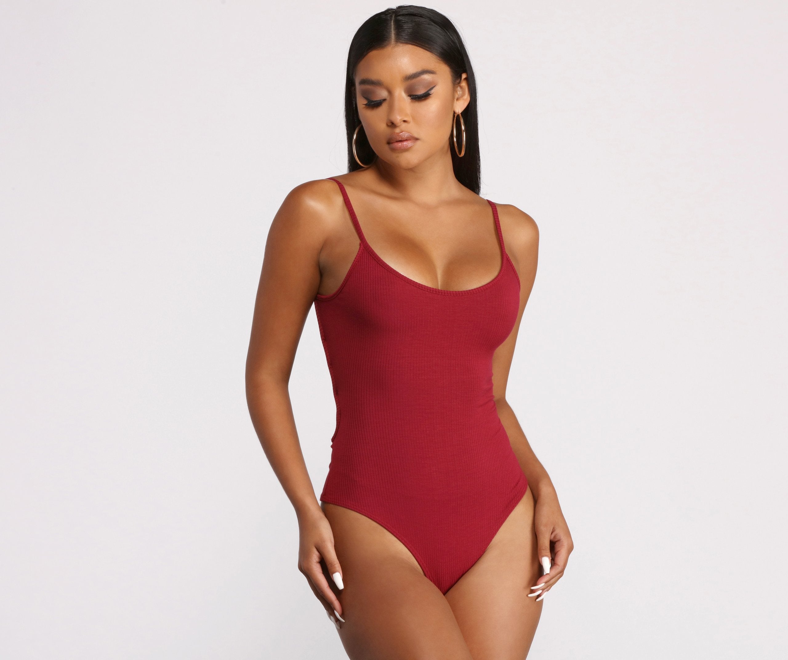 Basic Sleeveless Strappy Back Ribbed Knit Bodysuit