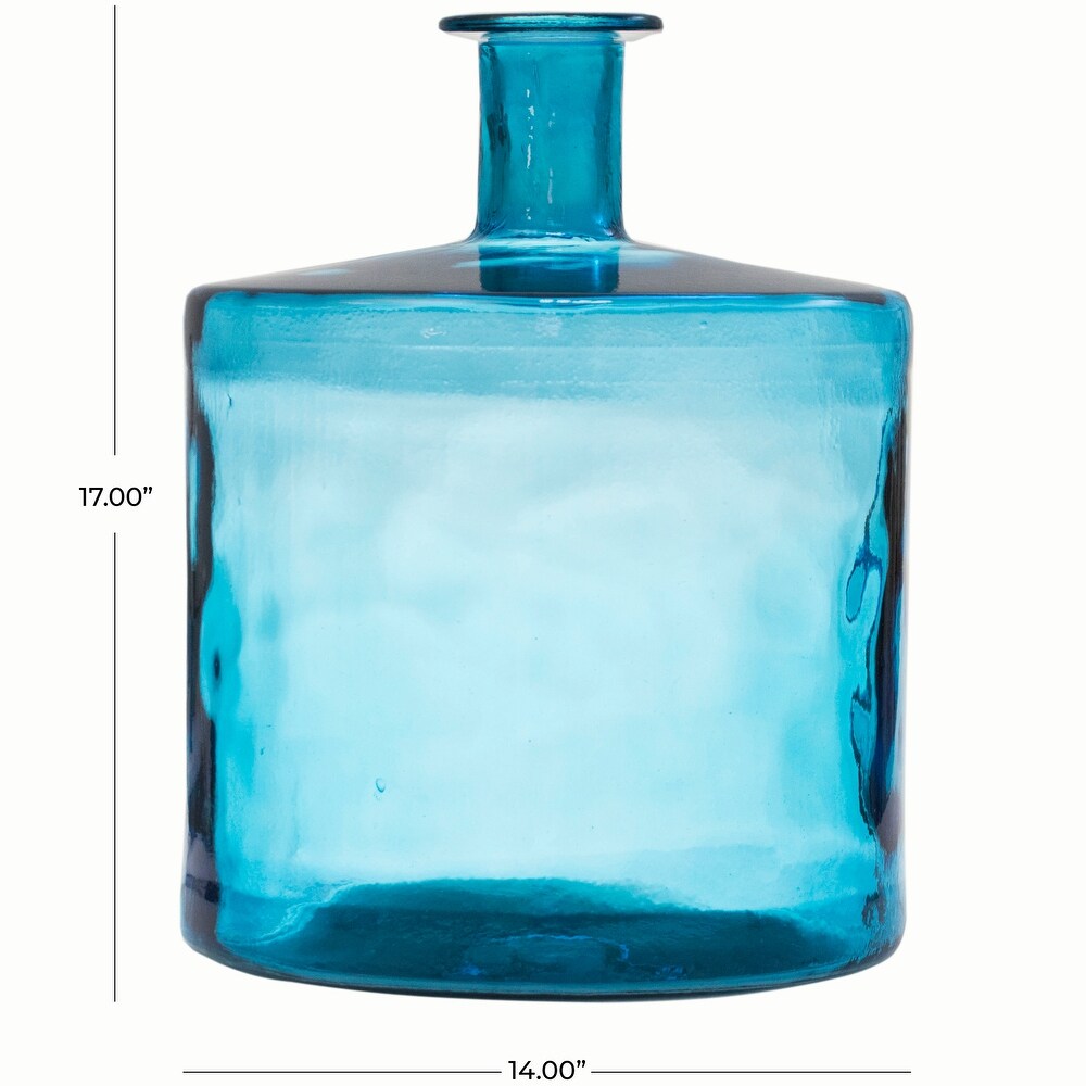 Teal Recycled Glass Spanish Bottleneck Vase