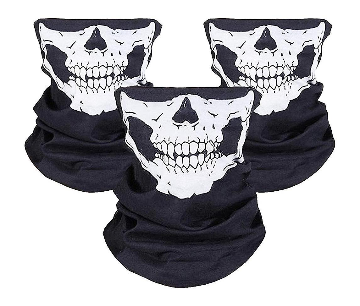 3 Pack Motorcycle Skull Mask For Motorcycle Bike Ski Black