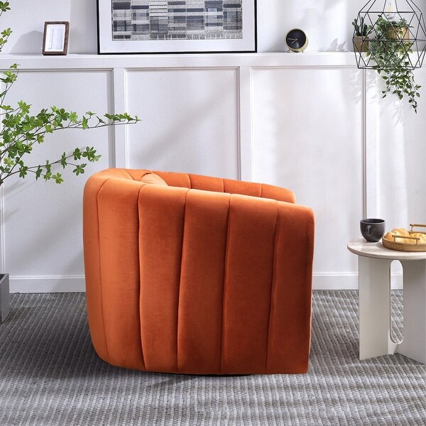 Ebello Oversize Velvet Swivel Barrel Comfy Round Armchair with Plump Pillow