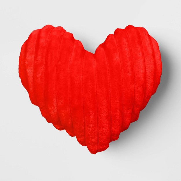 Valentine  Day Rib Shaped Plush Heart Throw Pillow Red