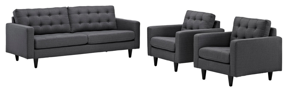 Modway Empress Sofa and Armchairs Set of 3   Midcentury   Living Room Furniture Sets   by Uber Bazaar  Houzz