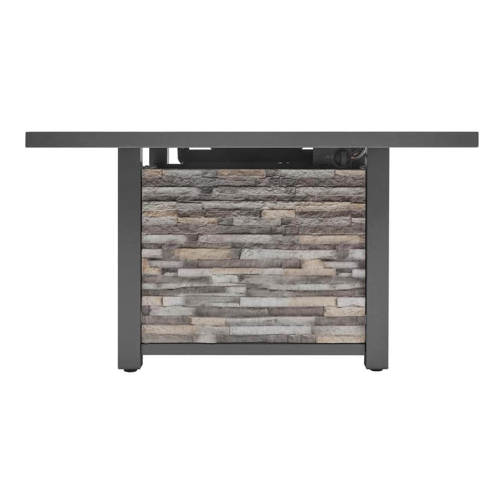 Home Decorators Collection Picanto 4409 in x 2559 in Square Steel Propane Gas Gray Fire Pit