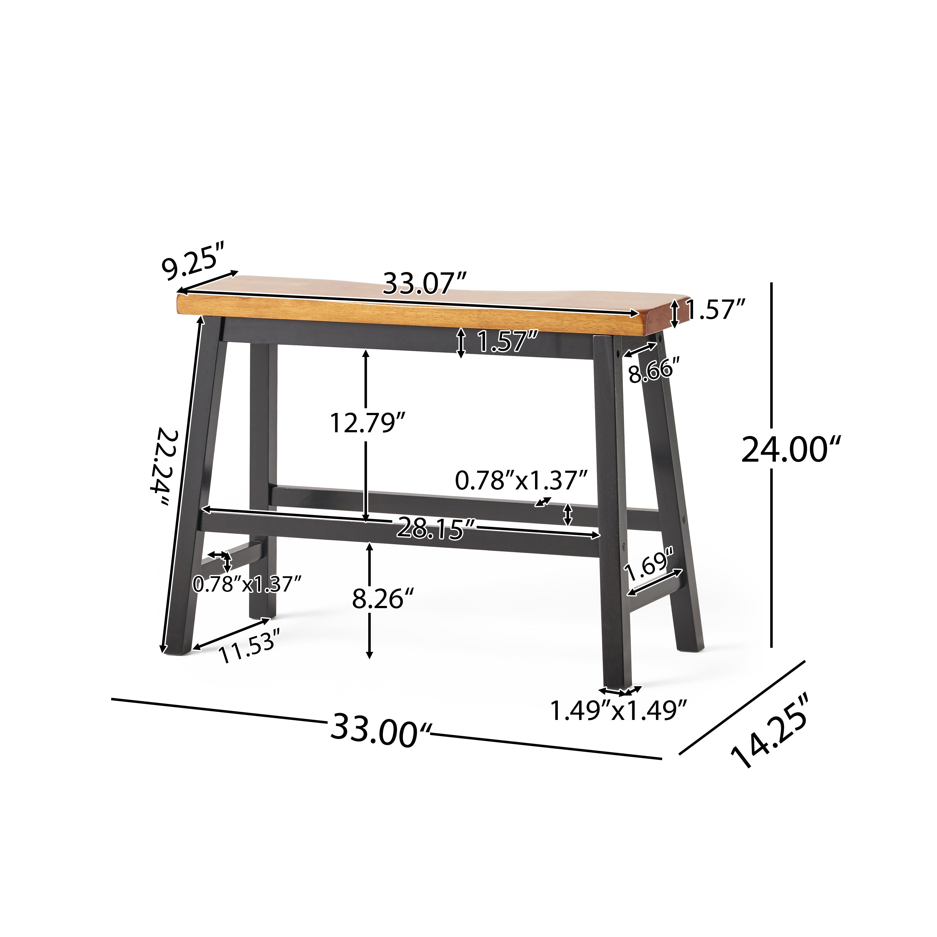 Toluca Saddle Wood 24-Inch Counter Dining Bench (Set of 2)