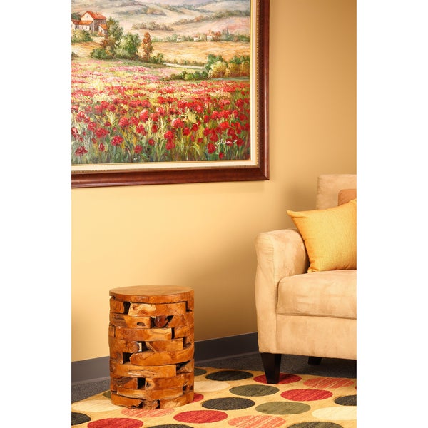 Bare Decor Stonehenge Solid Teak Wood Stump End Table