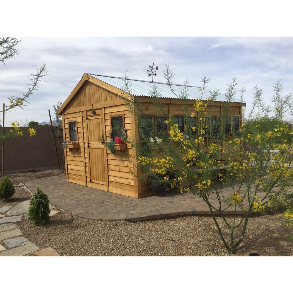 Outdoor Living Today Do-it Yourself Sunshed 12 ft. W x 16 ft. D Cedar Wood Garden Shed with Metal Roof (192 sq. ft.) SSGS1216-MET-AK