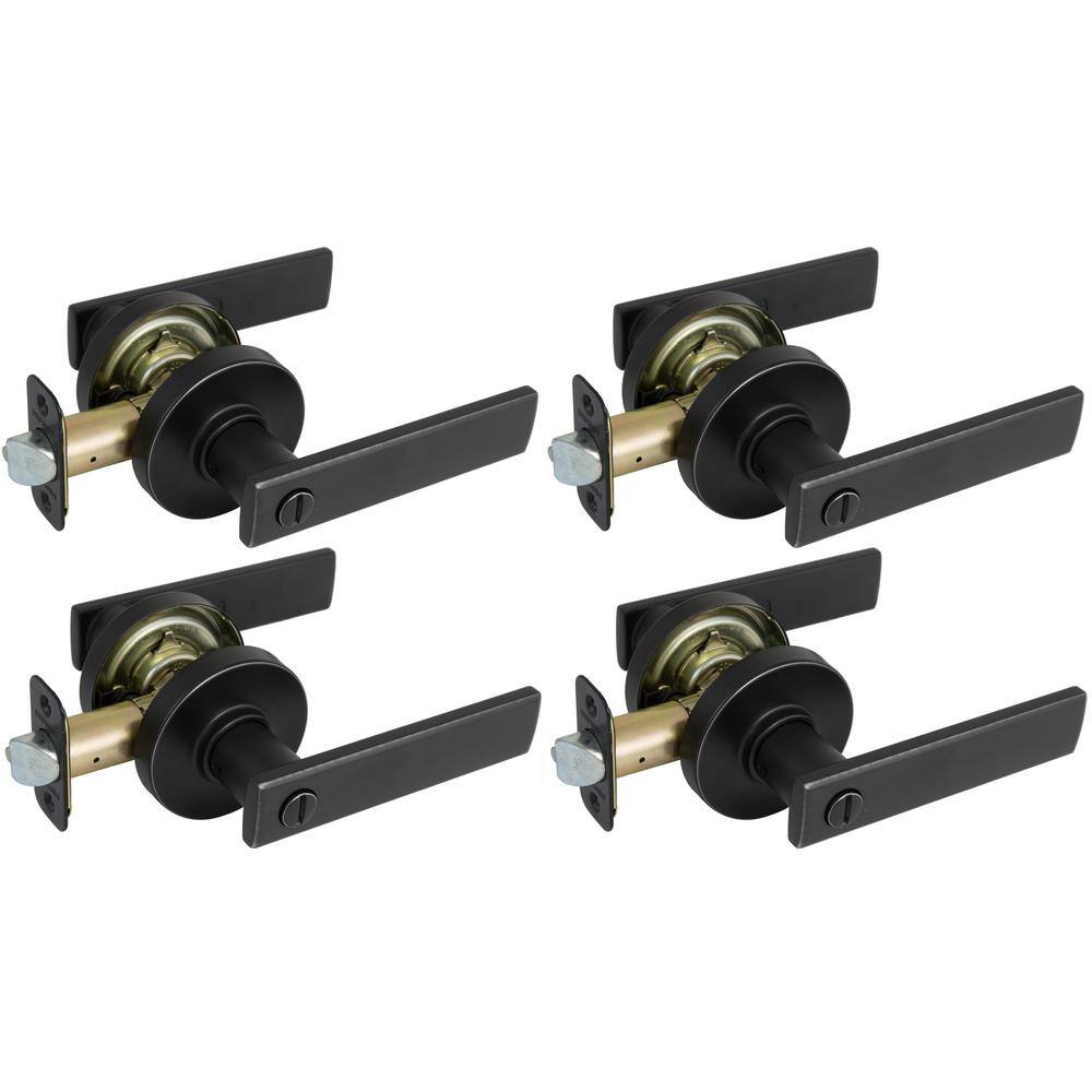 Defiant Westwood Matte Black Bed and Bath Door Handle with Round Rose (4-Pack) 32LP1X901CD4