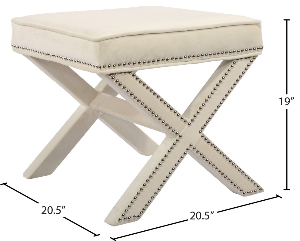 Nixon Velvet Upholstered Ottoman/Bench   Transitional   Upholstered Benches   by Meridian Furniture  Houzz