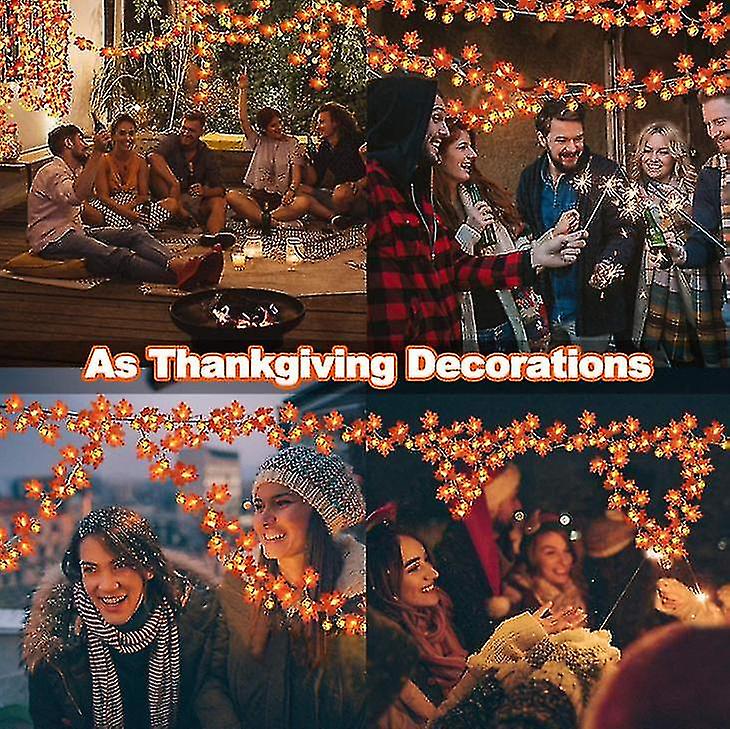 Thanksgiving Decorations For Home， Waterproof Maple Leaf String Lights With Lights