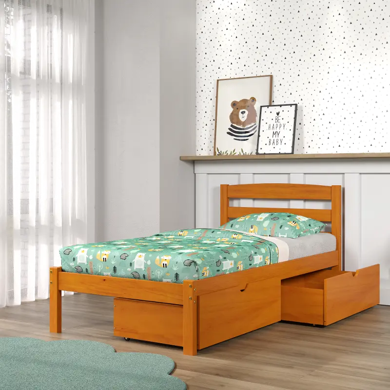 Econo Honey Twin Bed with Storage Drawers