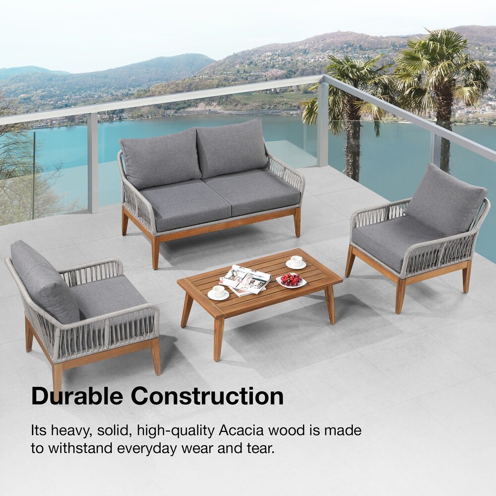 Ove Decors Thunder 4 Piece Conversation Set in Grey