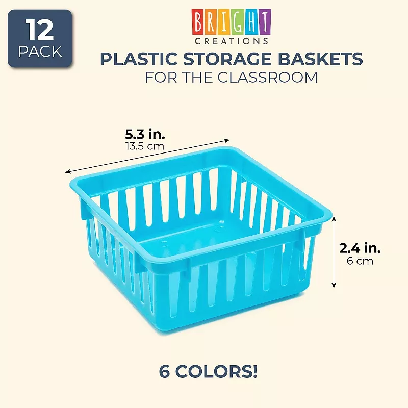 Classrooms Storage Baskets， Small Plastic Organizer Bins (5.3 In， 12 Pack)