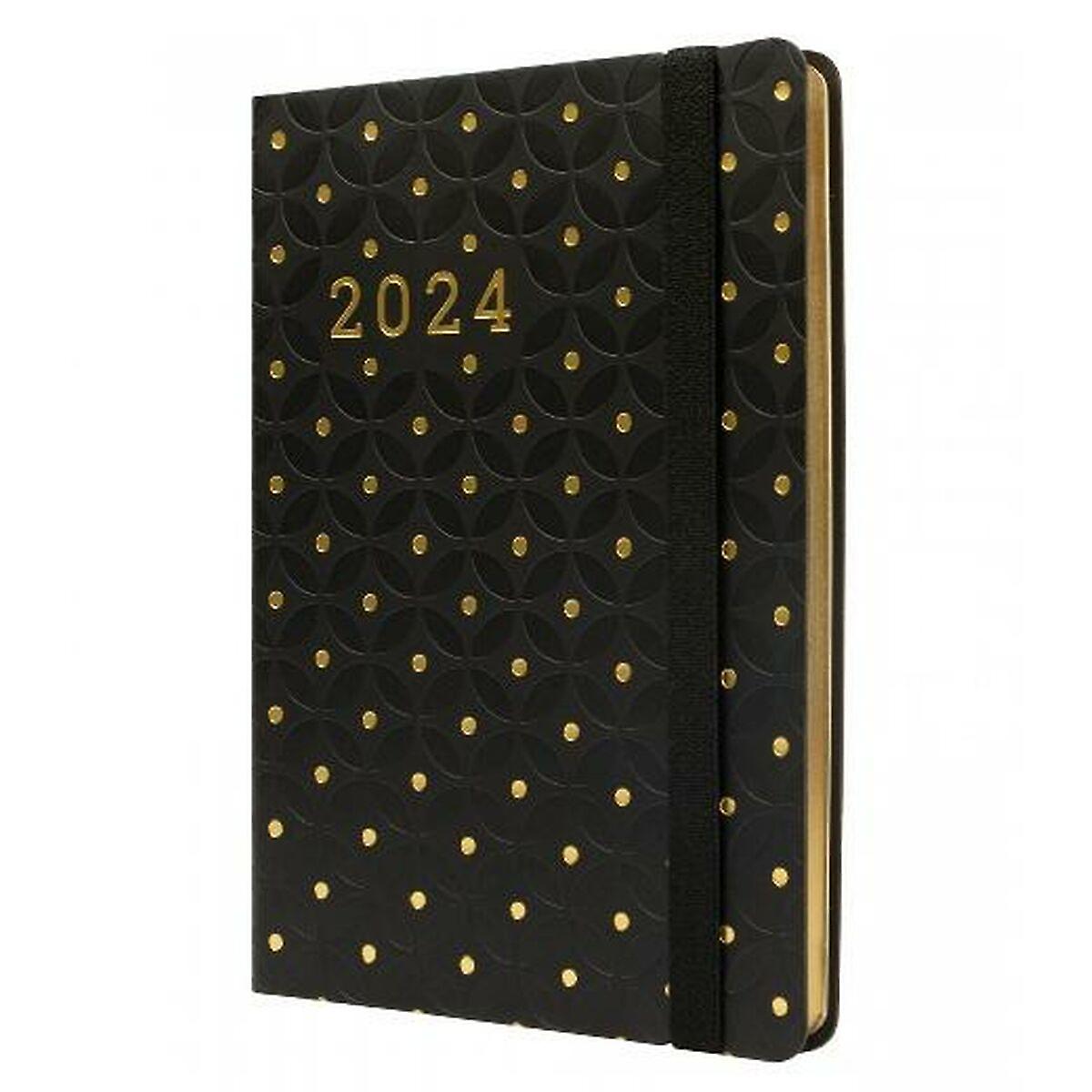 Diary Finocam Flexy Joy Dotts 2024 Black Golden 11，8 x 16，8 cm