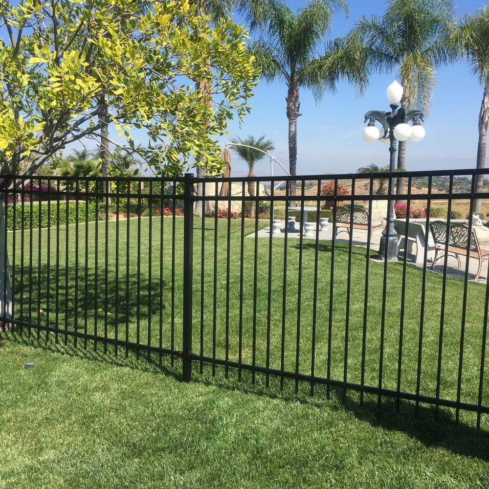 US Door and Fence Pro Series 4.84 ft. H x 7.67 ft. W Black Steel Adjustable Fence Panel FHF3R92X58US