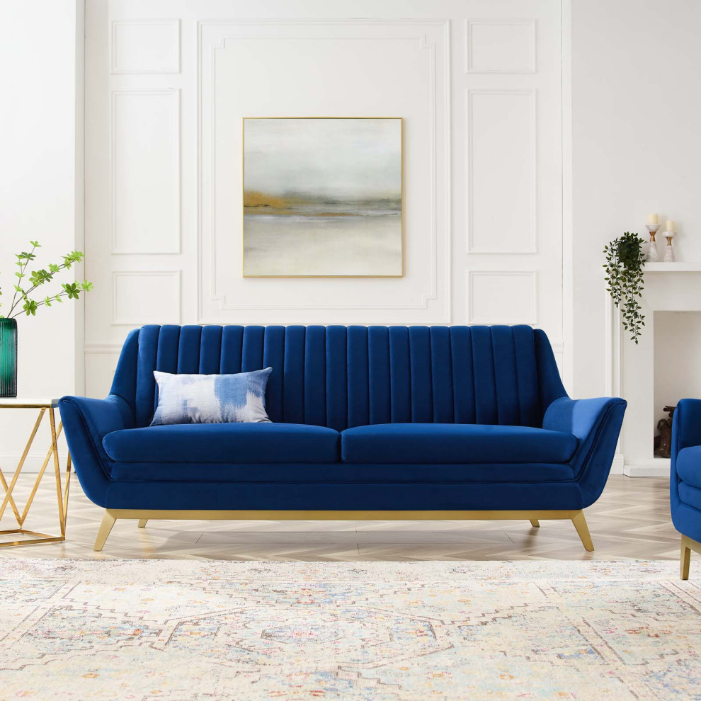 Tufted Sofa  Velvet  Green  Modern  Living Lounge Room Hotel Lobby Hospitality   Midcentury   Sofas   by House Bound  Houzz