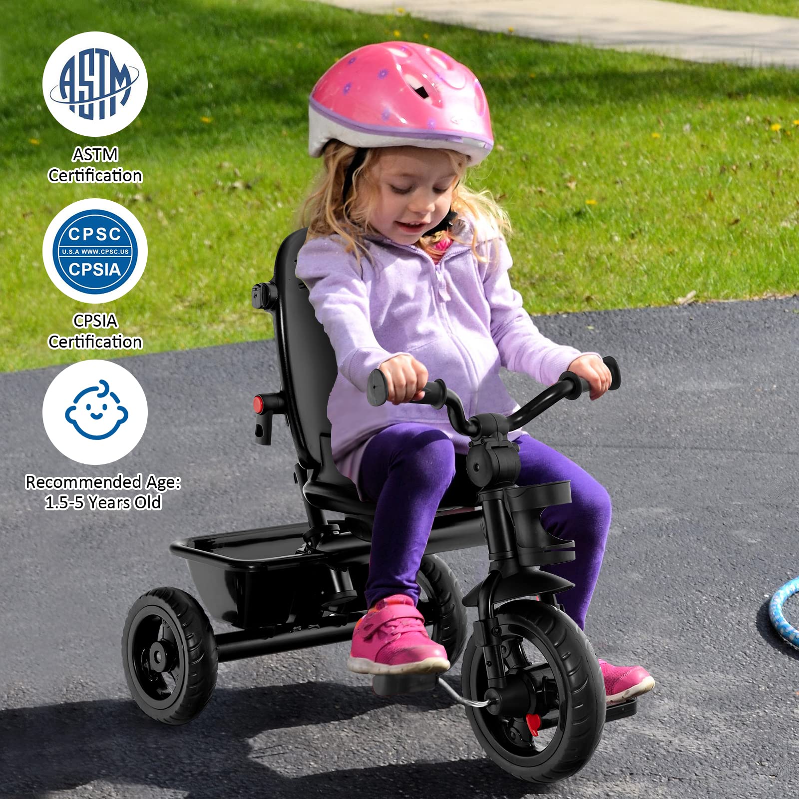 Costzon Tricycle, 5 in 1 Toddler Bike, Tricycle for Toddler