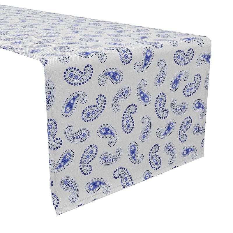 Table Runner， 100% Cotton， 16x72， Modern Blue Paisley