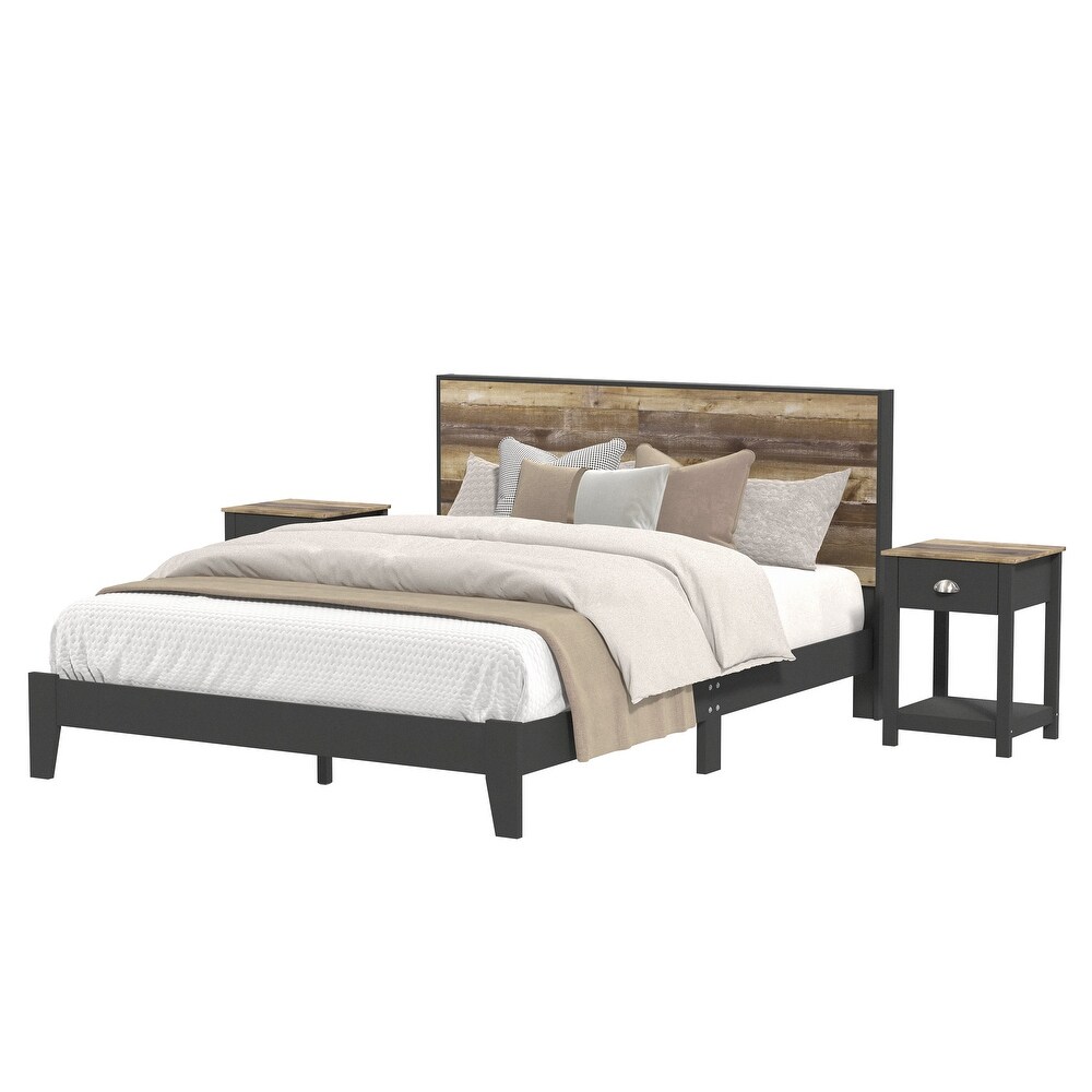 Layton 3 Piece Queen Wood Bedroom Set with Nightstand