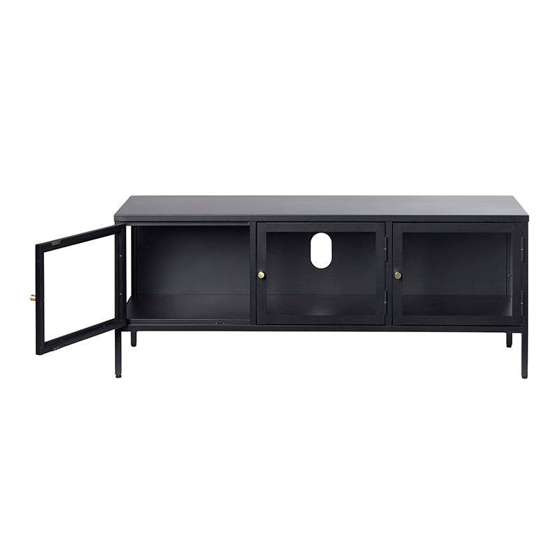 CARMEL 3 Glass Doors Entertainment TV Unit 132cm - Black