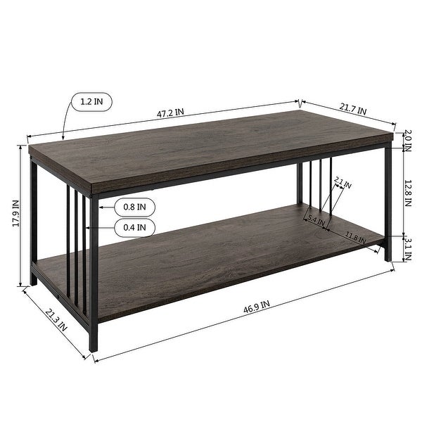 Homy Casa Industrial Dark Brown Coffee Table