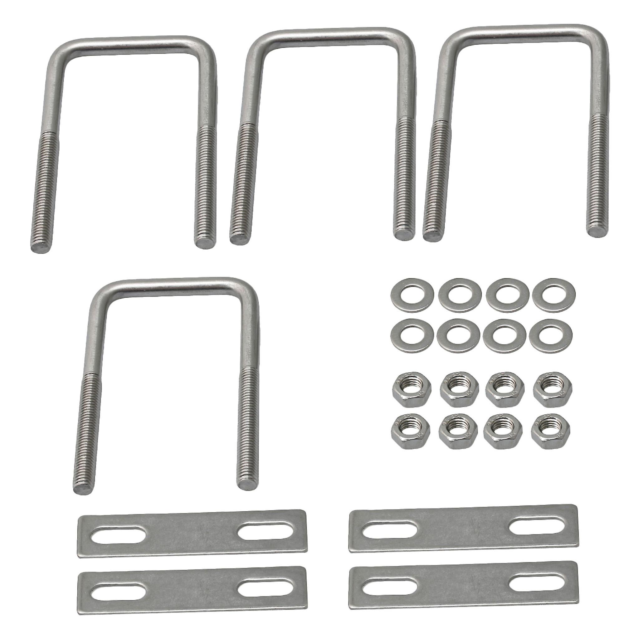 Square U-Bolts M8 Stainless Steel with Nuts Washers