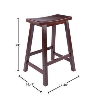 WINSOME WOOD Satori 24 in. Saddle Seat Walnut Counter Stool 94084