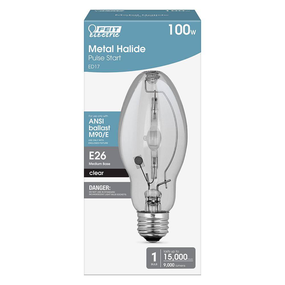 Feit Electric 100-Watt ED17 Shape Clear Metal Halide High Intensity Discharge E26 Medium Base HID Light Bulb (1-Bulb) MH100UMEDHDRP