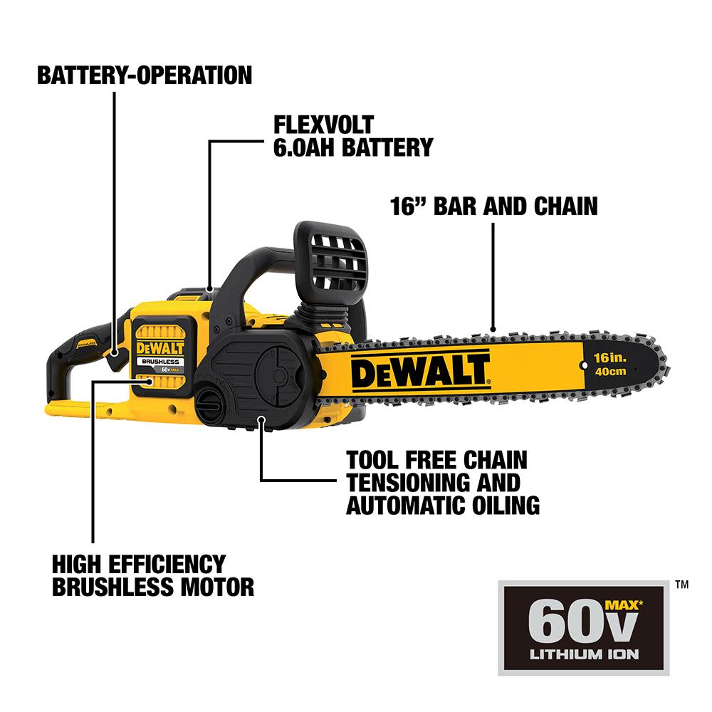 DEWALT FLEXVOLT 60 V MAX 16 Chainsaw and Blower Bundle ;