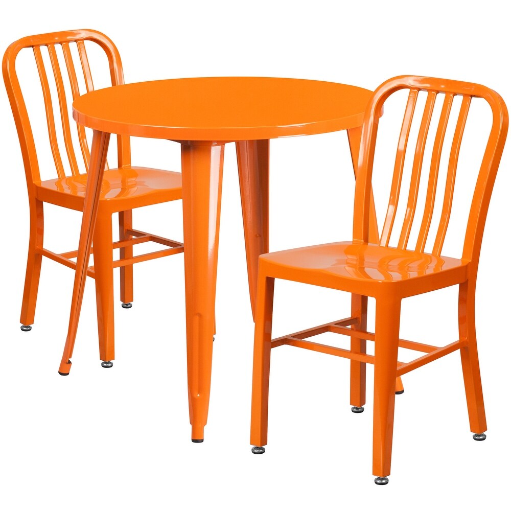 30 inch Round Indoor/ Outdoor 3 piece Metal Table and Chairs Set