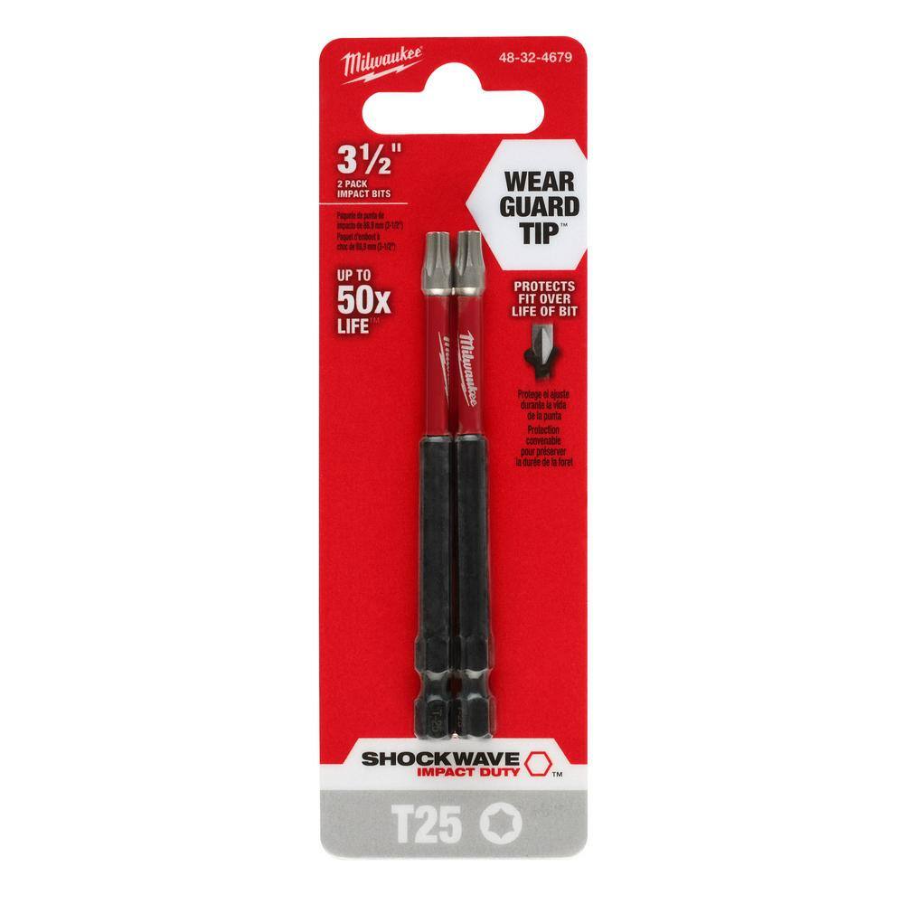 MW SHOCKWAVE Impact Duty 3-12 in. T25 Torx Alloy Steel Screw Driver Bit (2-Pack) 48-32-4679