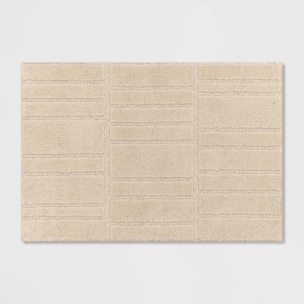 Washable Uneven Blocks Accent Rug