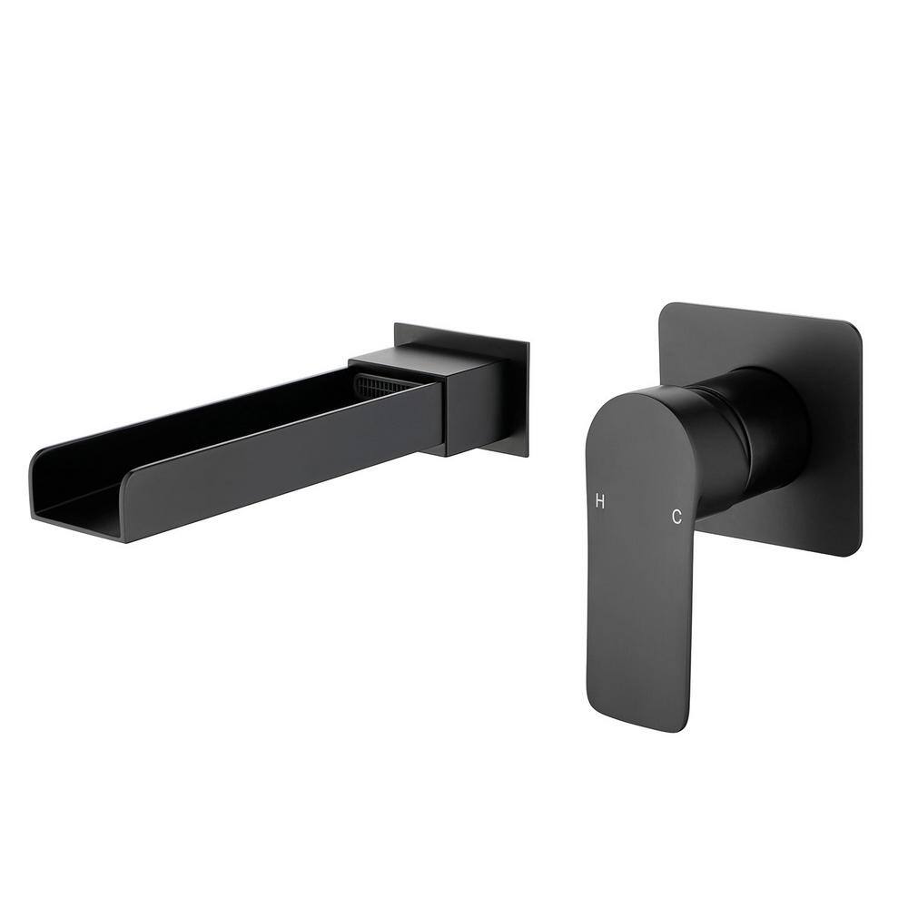 matrix decor Single Handle Wall Mounted Bathroom Faucet in Matte Black MD-2418B