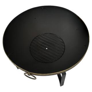 Sunnydaze Decor 26-In Contemporary Steel Fire Bowl with Handles and Spark Screen NB-130