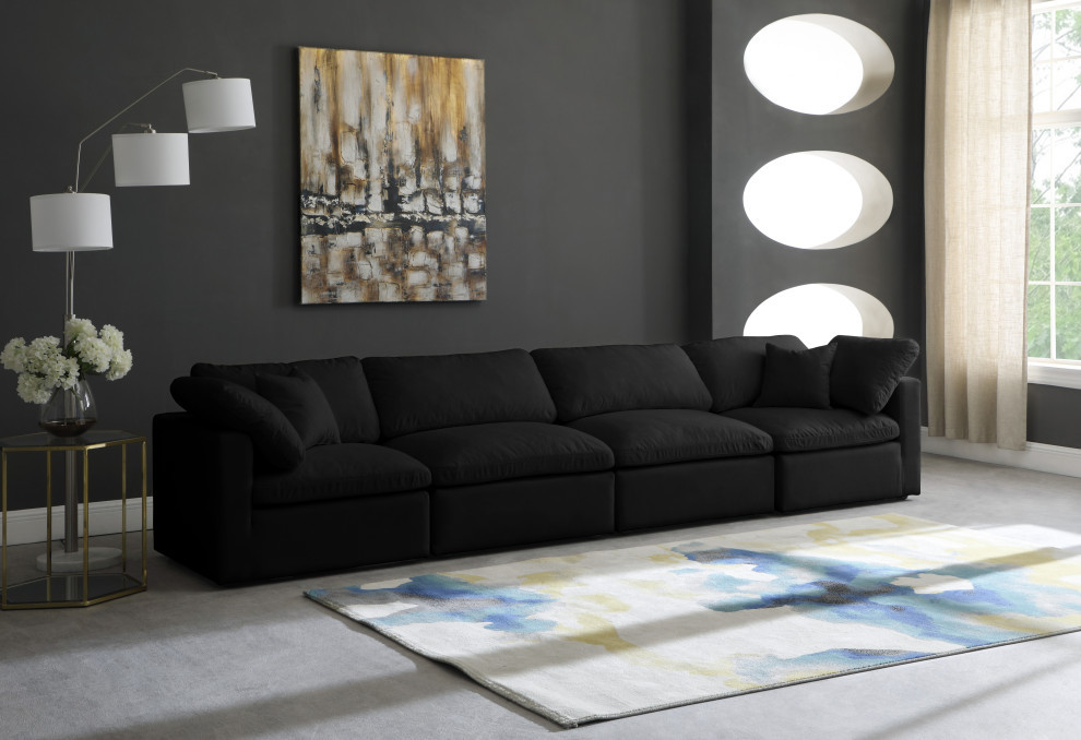 Plush Velvet / Down Standard Comfort Modular Sofa   Transitional   Sectional Sofas   by Meridian Furniture  Houzz