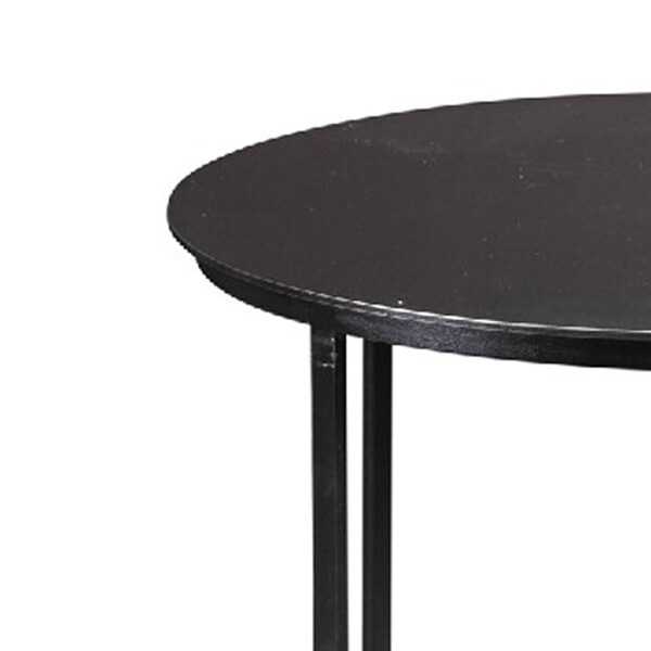 Round Metal Frame Side Table with Tubular Legs， Black