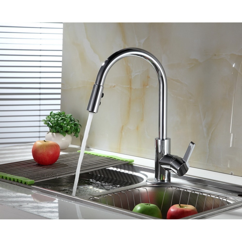 RUNFINE Single-Handle Pull-Down Sprayer Kitchen Faucet Chrome