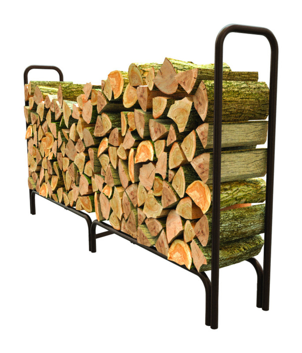 LOG RACK BLACK STEEL 8'W