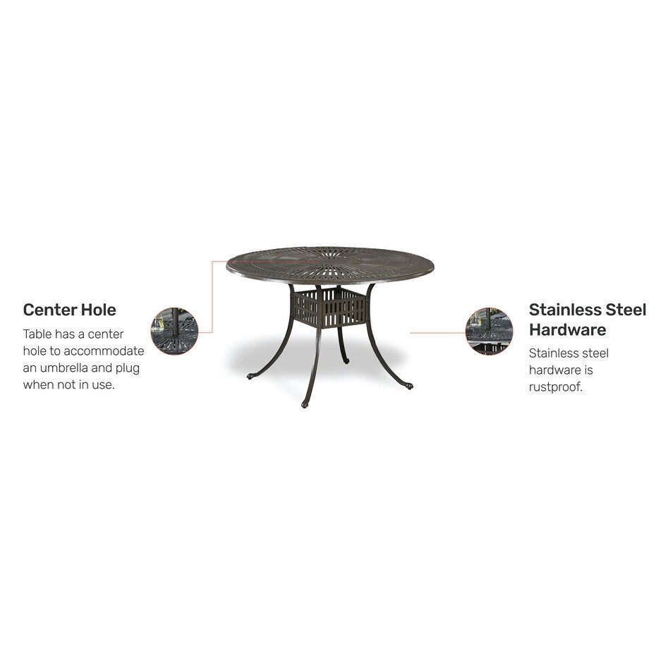 Homestyles Grenada Charcoal Aluminum Outdoor Dining Table   49\