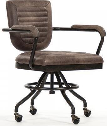 Arm Chair PETRA Ebony Chocolate Black Brown Iron Leather Tabac   Industrial   Armchairs And Accent Chairs   by EuroLuxHome  Houzz