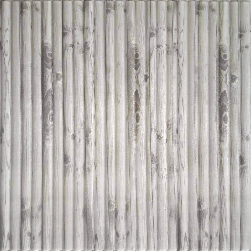 Dundee Deco Falkirk Jura II 13 in. 28 in. x 28 in. Peel and Stick Off White Grey Bamboo PE Foam Decorative Wall Paneling (10-Pack) HDJN-R23H6-10