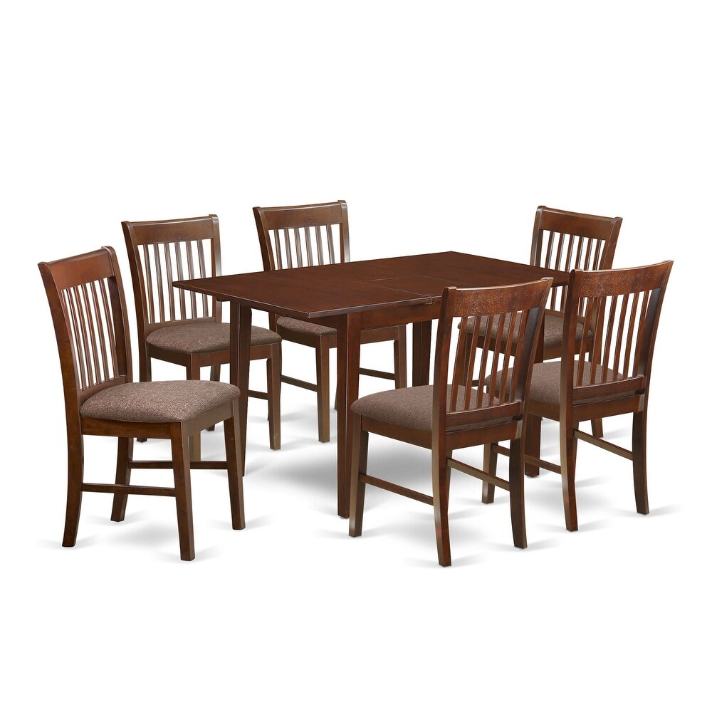 East West Furniture 7 Piece Dining Room Furniture Set  a Wooden Table and 6 Kitchen Chairs  Mahogany (Chair Seat Option)