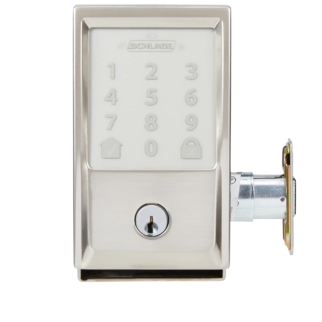 Schlage Encode Century Satin Nickel Wi-fi Compatibility Single Cylinder Electronic Deadbolt Lighted Keypad Touchscreen Smart Lock